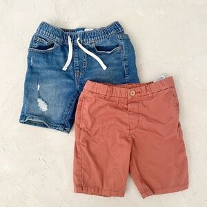 Denim and Red Kids Shorts Set